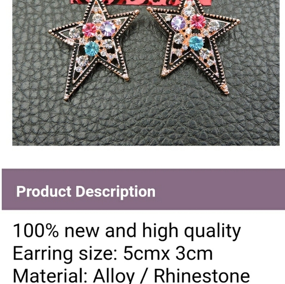 Multicolor Crystal star drop earrings - Picture 5 of 5